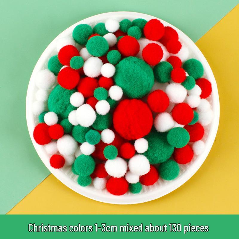 Colorful Gradient Pompom Pack: High-Elastic Plush DIY Toy Accessories for Kids