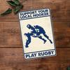 Rugby Humor Metal Signs Vintage, Support Your Local Hooker Play Rugby, for Man Cave, Home, and Club Decor, Wall Art Poster Tin Signs for Men 8x12