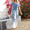 Dámské letní šaty s volným výstřihem do V, krátkým rukávem, plážové maxi dlouhé šaty Trendy outfity