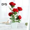 Artificial Potted Plant Ornamental Charming Plastic Simulation Rose Flower