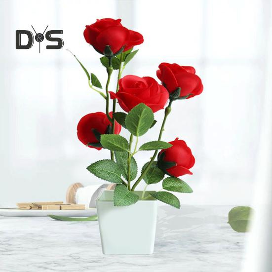 Artificial Potted Plant Ornamental Charming Plastic Simulation Rose Flower