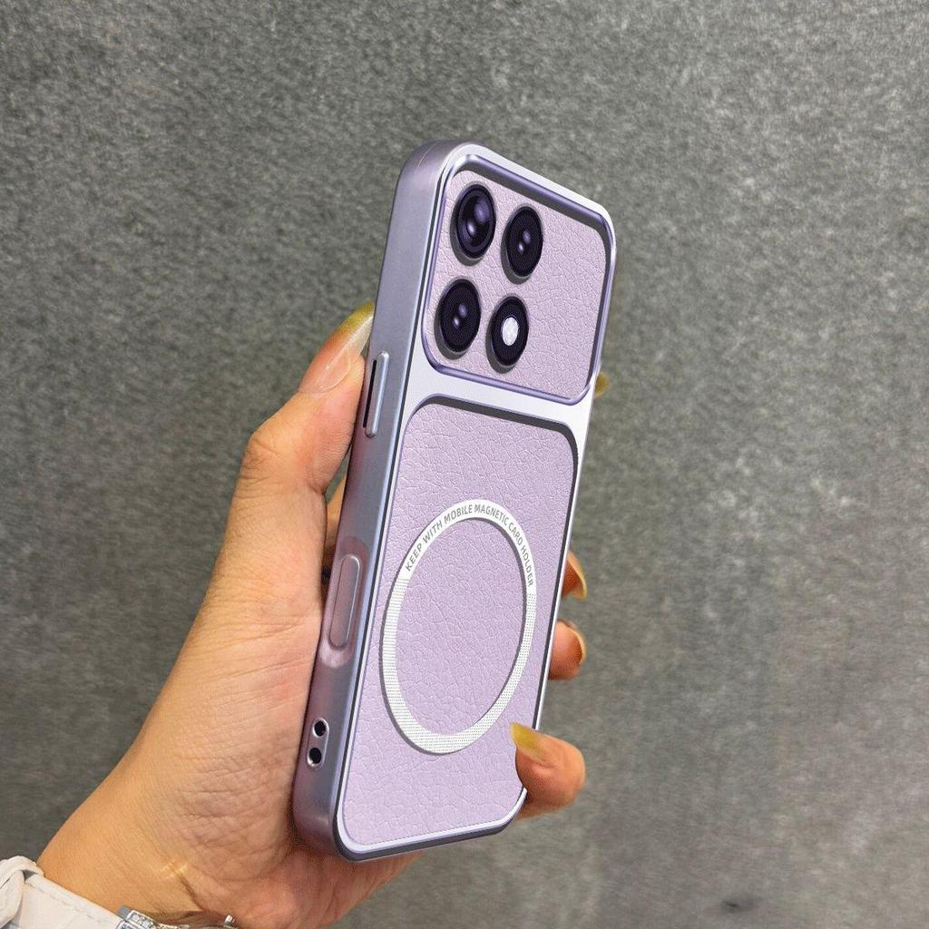 Upgraded Big Lens Protection Case for Xiaomi POCO F8 Pro,F6 Pro Luxury Leather Casing with Magnetic Ring