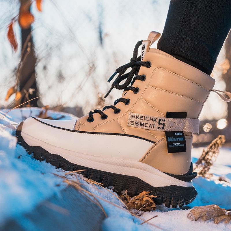 Women's winter fur one thickened padded waterproof cozy warm cold lightweight hiking waterproof non-slip thick-soled snow boots