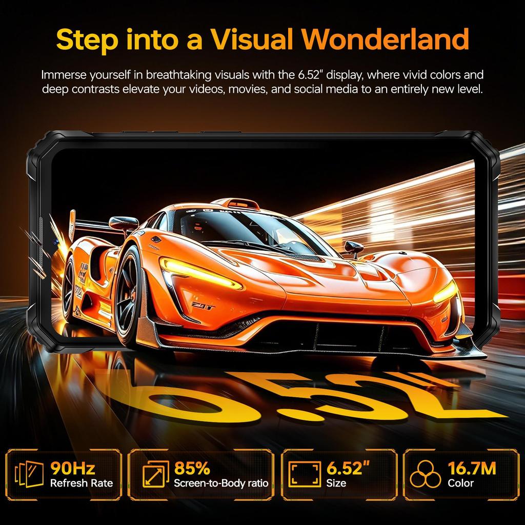 Oukitel G6 Rugged Smartphone Android 16,16GB+64GB/1TB, 10600mAh, 6.52" Display, 16MP Camera, 4G Dual SIM/IP68/IP69K/GPS/OTG/Fingerprint