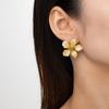 1 pair of colorful drip oil alloy earrings, elegant flower earrings for women