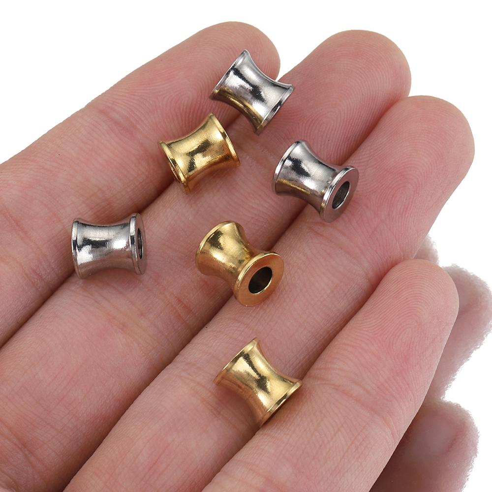 20pcs 10pcs 8.5x8mm Stainless Steel Loose Spacer Beads Barrel Drum Charms Pendants for Necklace Bracelet Jewelry Making DIY