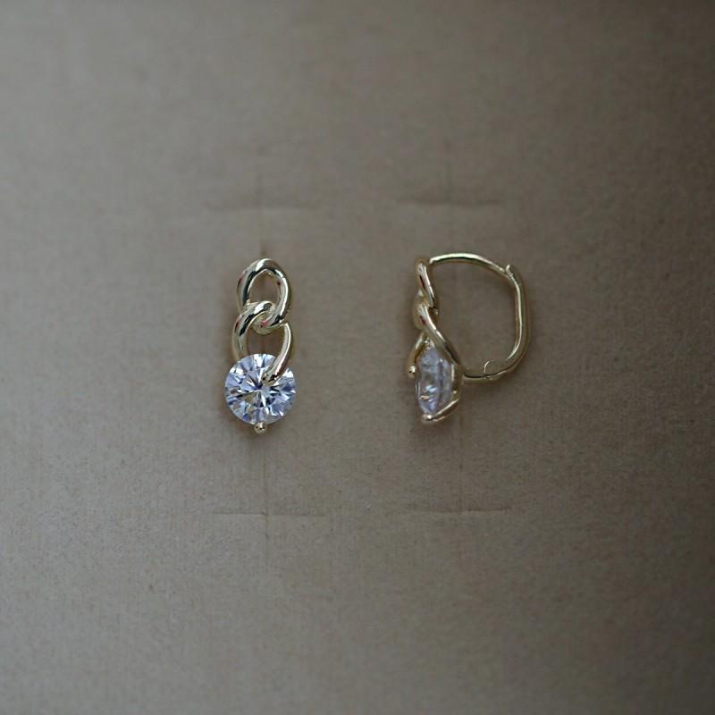 

925 Sterling Silver Fashionable Chain Delicate Zircon Earrings for Women High Quality Simple Party Jewelry Gold