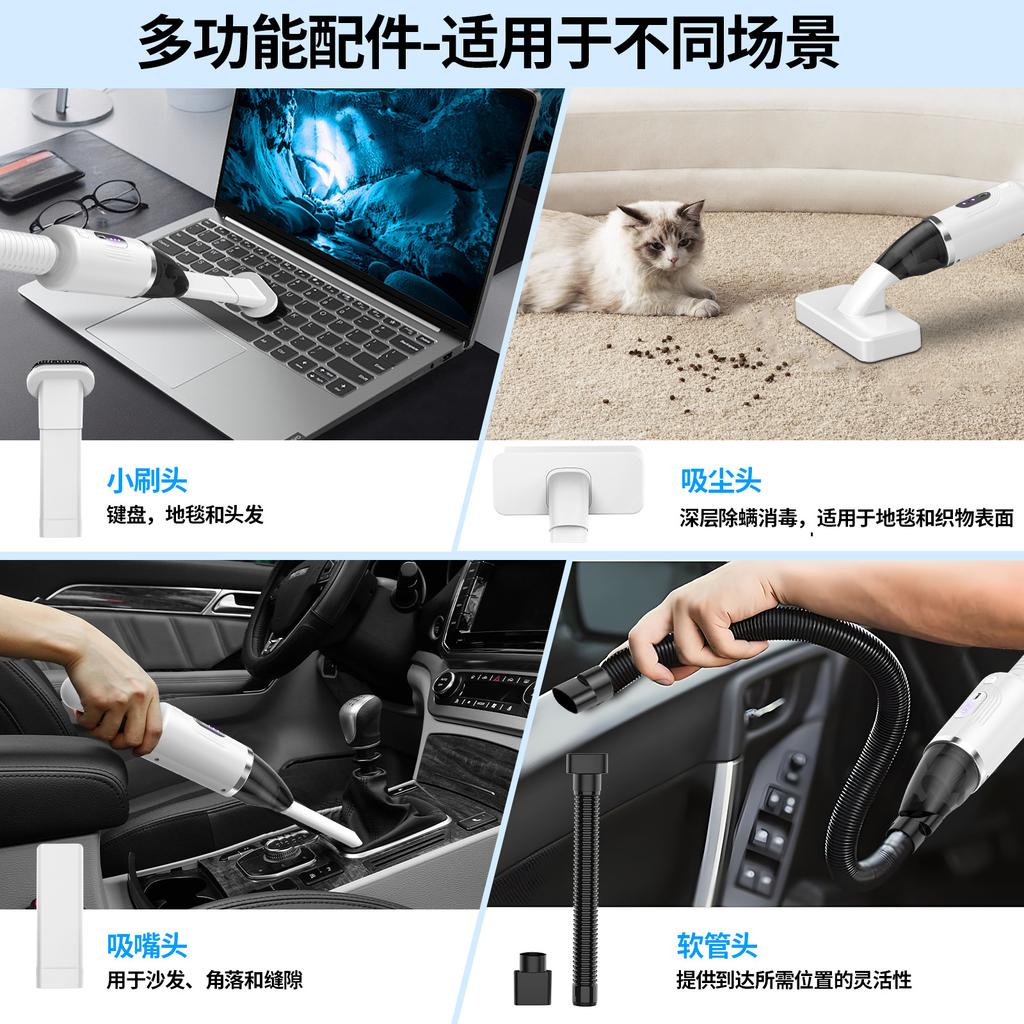Car Vacuum Cleaner, High Suction Household Wireless Handheld High Power Dust Blowing and Blowing Kitchen Desktop Dust Collector