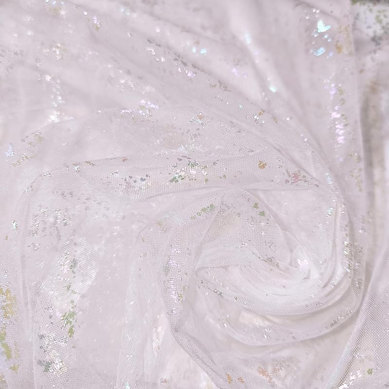 

[moonfarm] 2way lame tulle material Sparkling Width 150cm colorful race handicraft costume cloth (white, 2m)
