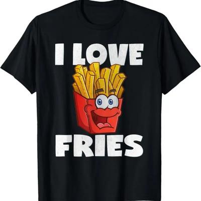 I Love Fries Funny Cute Vintage French Fry Lover T Shirt