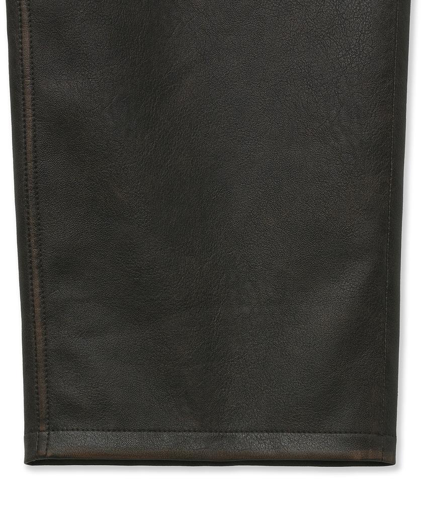 NOIRER Vintage Leather Straight Pants (Brown)