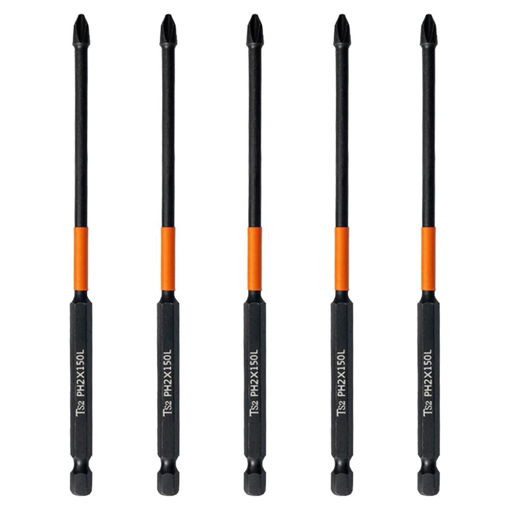 25-150mm Screwdriver Bit 5 Pcs Black Cross Screwdriver