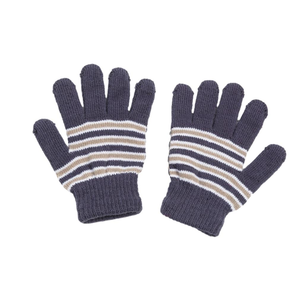 Kids Striped Pattern Gloves Full Finger Warm Mittens Stretchable Windproof Mittens for Kids Cycling Skiing Supplies