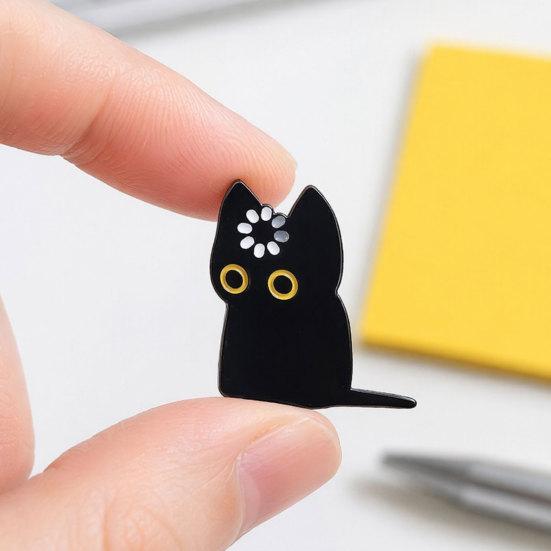 Yangyizhi 2/3Pcs Brooch Pin, Black Cat Design Lapel Decorative Badge with Standard Safety Versatile for Clothing Bags Hats Shoes