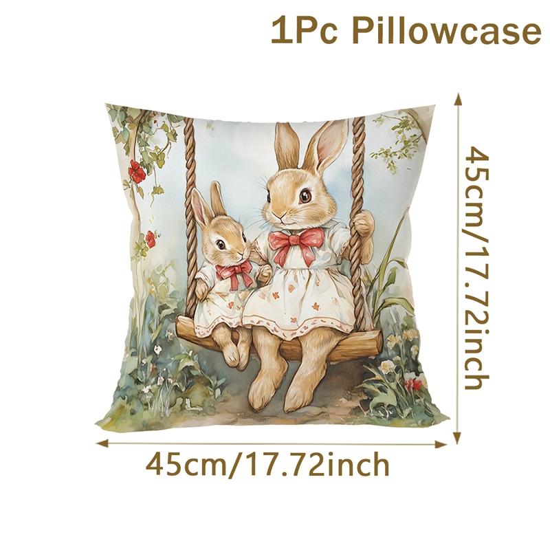 Easter Throw Pillow Cover Rabbit Eggs Decorative Pillowcase For Sofa Bed Cushion Case For Spring Holiday Home Decor Easter