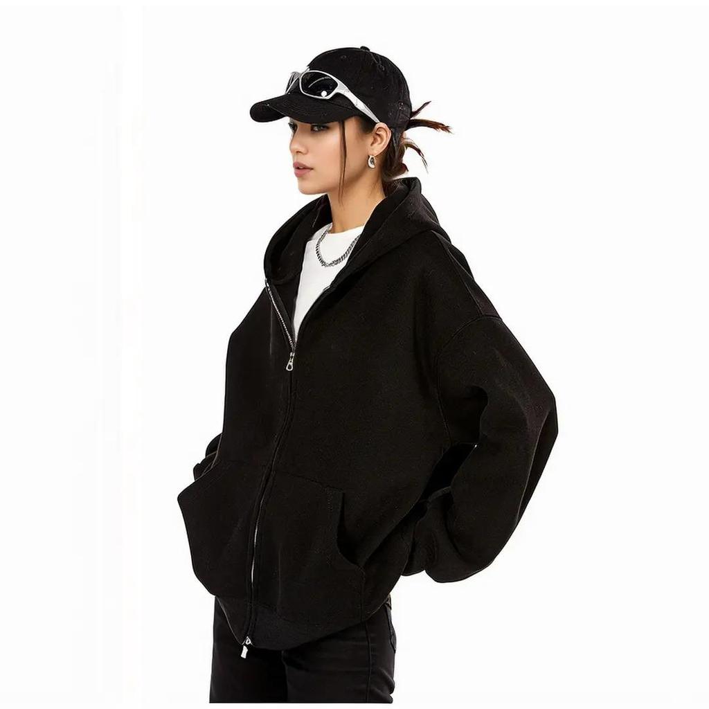 Unisex 420G Heavyweight Gray Hooded Cardigan: Trendy, Versatile Spring/Autumn Jacket for Couples