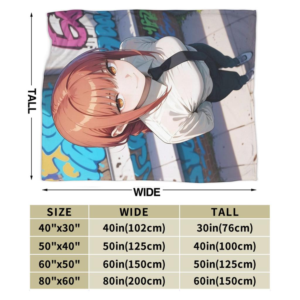 Makima Anime Girl Blanket C-Chainsaws Flannel Novelty Warm Throw Blanket for Home Summer