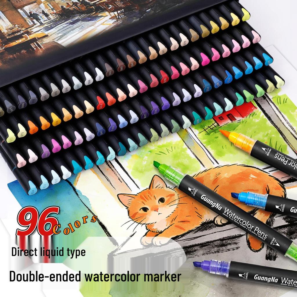 Guangna 8650 Double-Ended Waterproof Acrylic Markers - Soft & Angled Tips for DIY Graffiti & Watercolor Art.