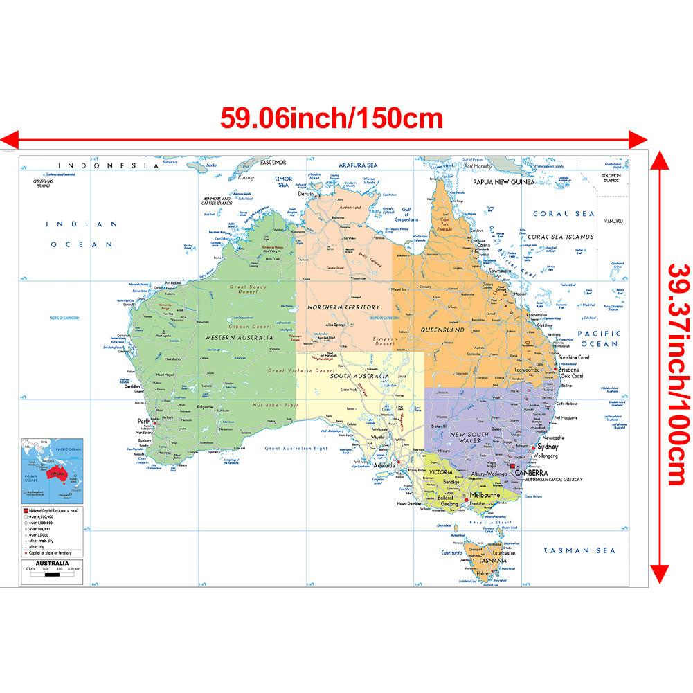 

Бескаркасная карта Англии-Австралии-Административная карта,Декор для стен,Учеба,Подарок,Планирование учебы и путешествий,Образовательное настенное искусство 100*150cm