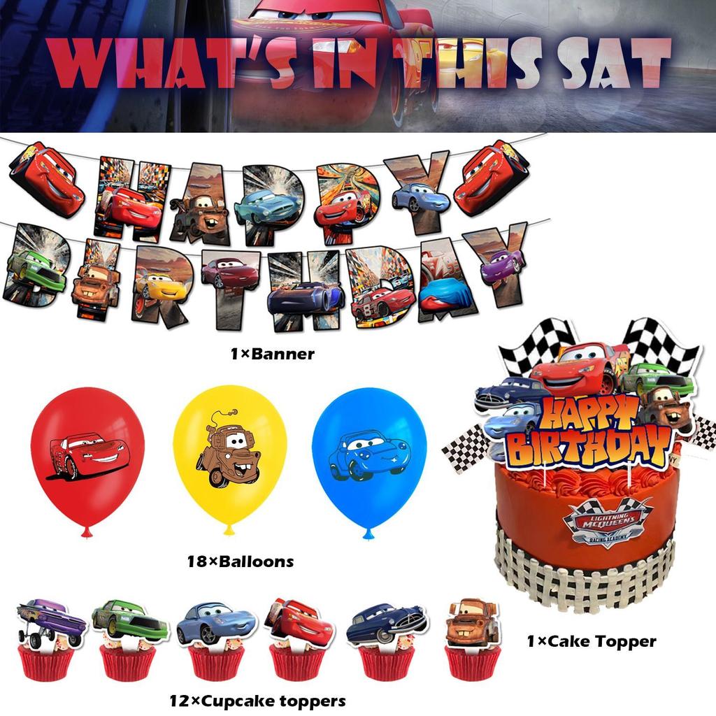 Decorazioni per Festa di Compleanno a Tema Auto: Palloncini, Striscioni, Torte e Set Decorazioni per Feste a Tema Cars di Saetta McQueen
