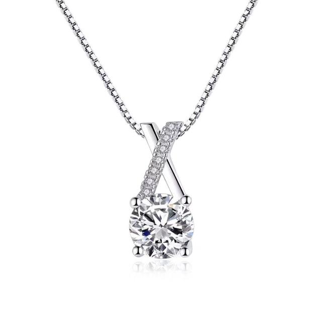 Onevan Trendy 925 Sterling Silver Aaa Zircon Fine Jewelry Geometric Strip Pendant Necklaces Simple Gift For Women Nk023