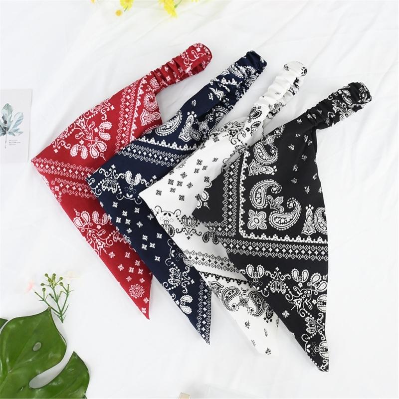 Elegant Headbands Vintage Bandana Flower Print Headpieces Elastic Hair Accessories Women's Fashion Headbands