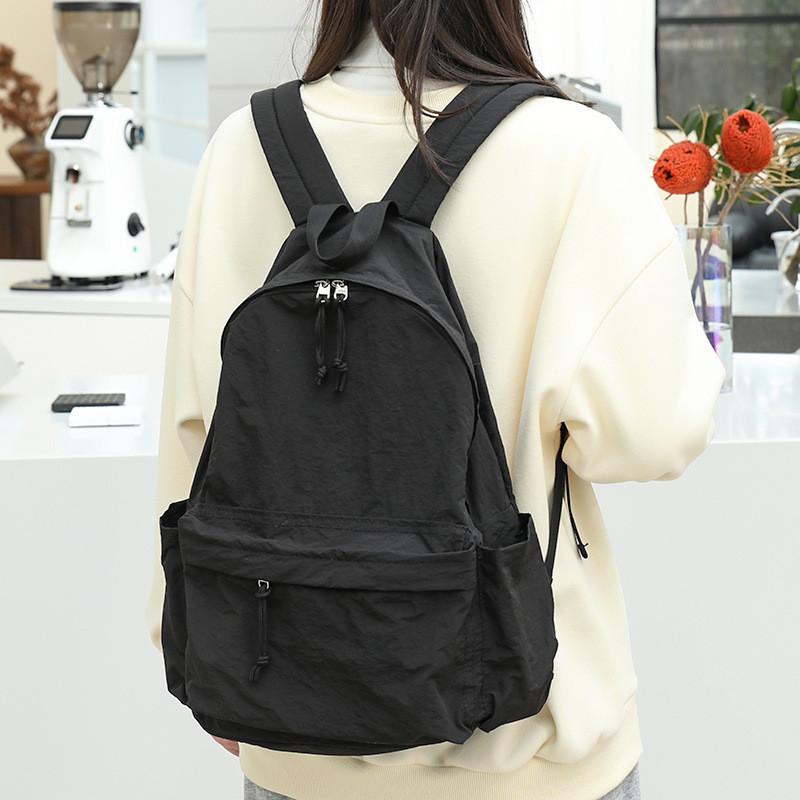 IELGY Japanese casual literary canvas schoolbag, simple washing water and old backpack, khaki fashion nylon backpack.
