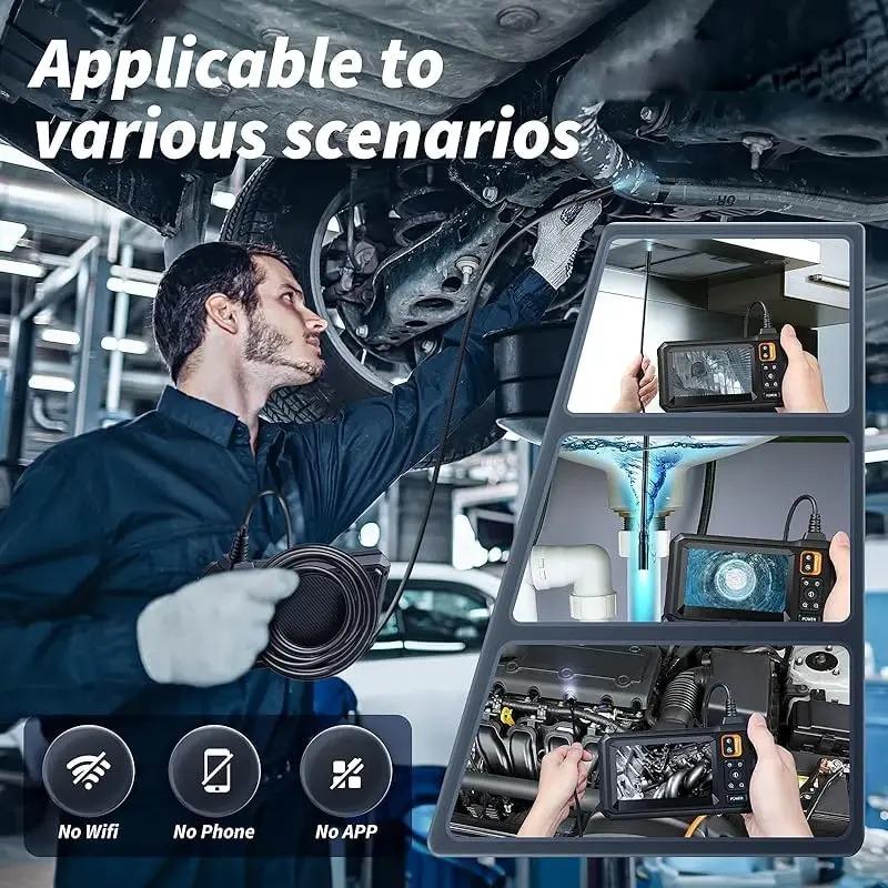 Cameră endoscop industrial 8mm HD1080P 4.3 inch IPS Ecran mare 1080P HD Cameră pentru reparații auto IP67 Curea impermeabilă 8 lumini LED