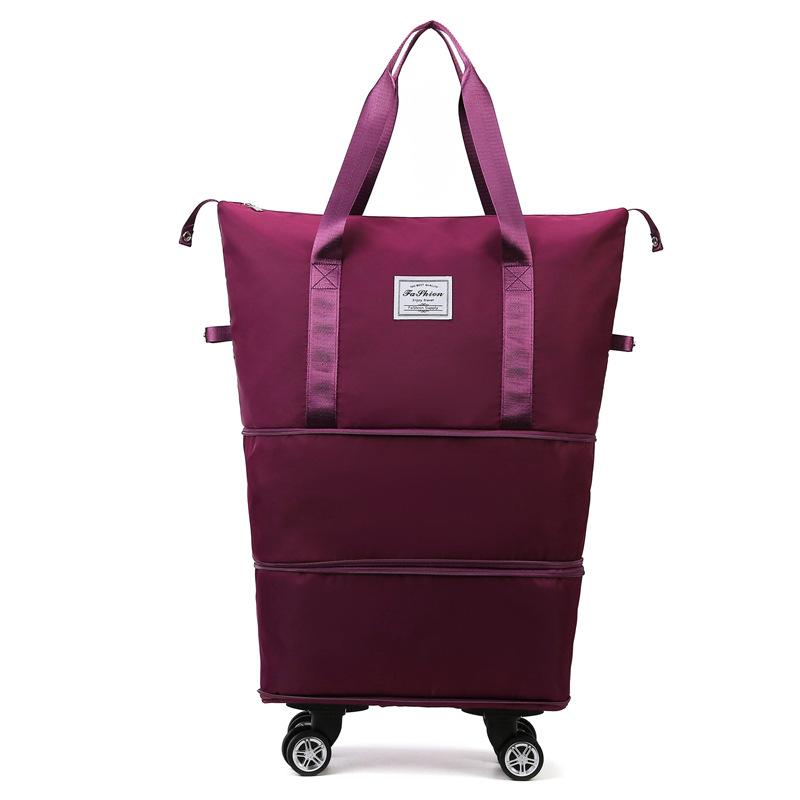 

Универсальная легкая дорожная сумка на колесах, с отделением для влажных/сухих вещей, большой вместимости для использования в спортзале, на йоге или в больнице. темно-фиолетового