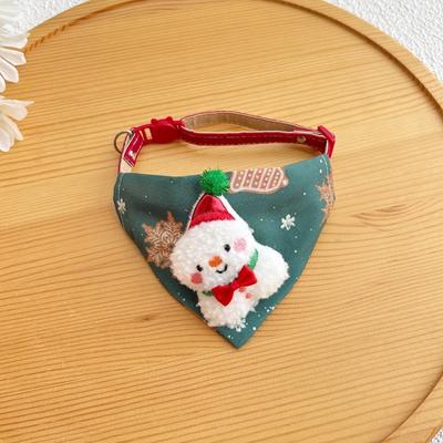 New Adjustable Christmas Dog Collar Christmas Decor Dirt-resistant Dog Bandanas Soft Universal Dog Triangle Towel Pet Scarf