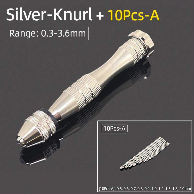 Mini Micro aluminiowa wiertarka ręczna 0.3-3.6mm z uchwytem bezkluczowym wiertła kręte HSS do biżuterii rzemieślniczej ręczne wiercenie narzędzia obrotowe