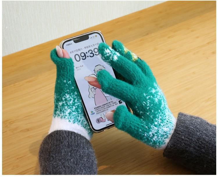 Damen Winter Touchscreen Plüsch Fahrradhandschuhe - Warm, Kältefest, Weihnachtsdesign