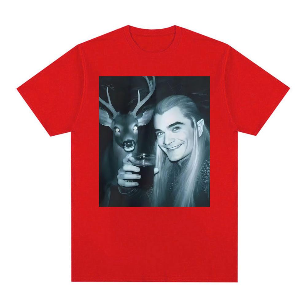 Elf and Deer Drinking Buddies Christmas Graphic Tshirt Unisex Women Summer Fashion Street Tee Shirt 100 Cotton Oversized T Shirts S