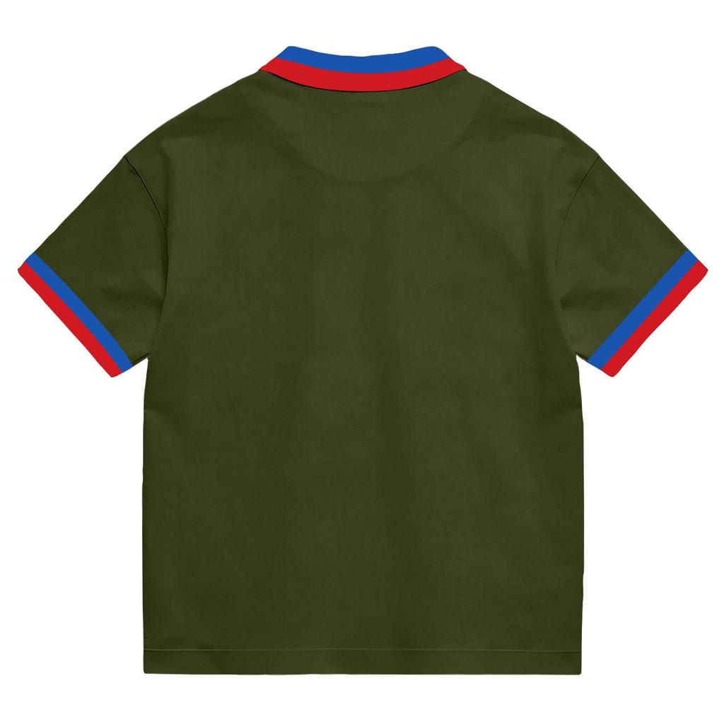 Herren Kurzarm-Polohemd mit Flaggen-Patch und Stickerei Klassische Passform Komfortables Design