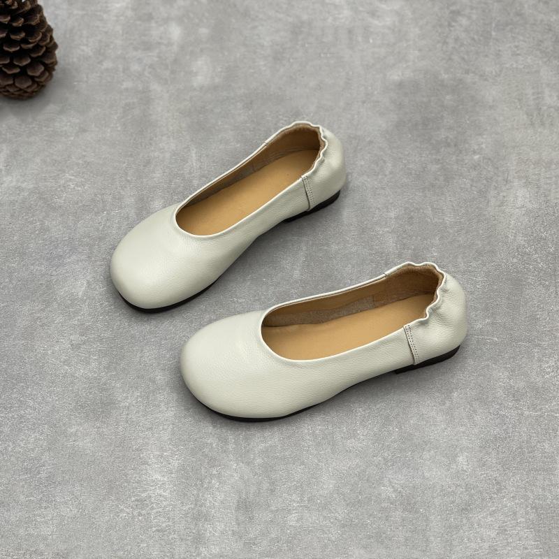 New Round Toe Shoes with A Shallow Opening for Commuting, Single-toe Shoes and Flat Women's Shoes