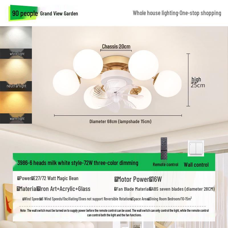2025 Modern Minimalist Head-Shaking Fan Light for Living Room