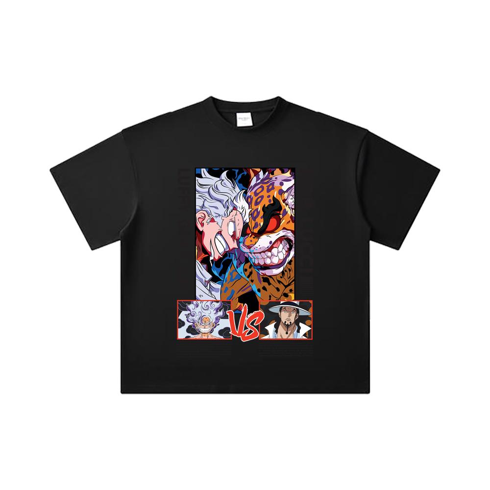 260 GSM Double Yarn 32 Count 100% Cotton One Piece V49 Luffy Lucci Print Unisex Heavy Cotton T Shirt