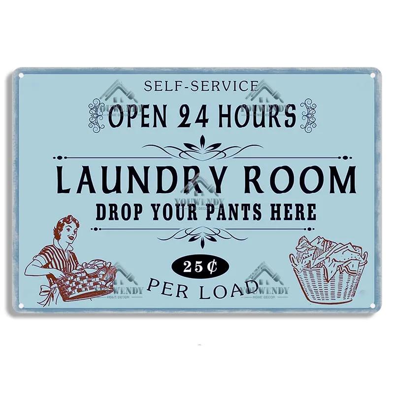 Laundry Sign Vintage Tin Sign, Metal Plaque, Retro Metal Sign, Wall Decor for Laundry Room