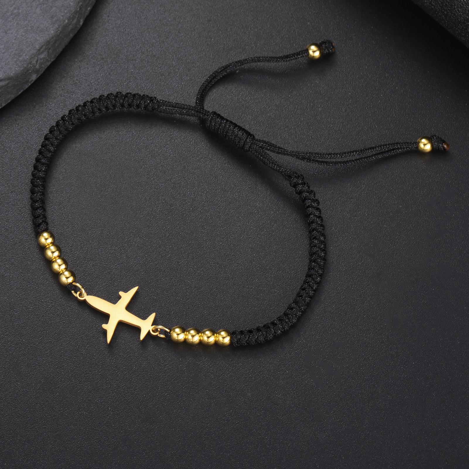 

LIKGREAT Airplane Bracelet for Women Men Aircraft Adjustable Rope Chain Pilot Flying Aviation Amulet Jewelry Graduation Gifts adjustable