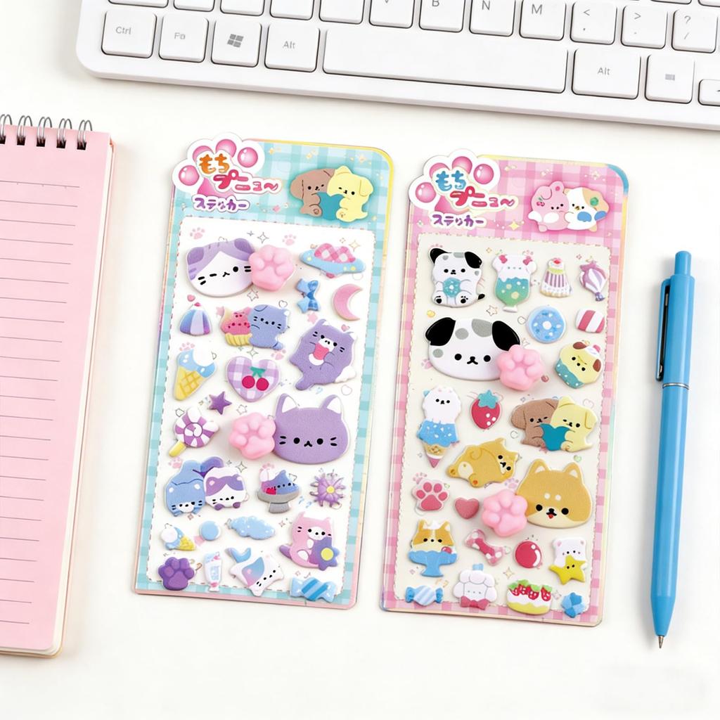 Kkek New Design Set of 4 Plump 3D Paw Squishy Butt 3D Cat Paw Animal Character Soft Fluffy and Foam Paw Reward Craft Cell Phone Smartphone Diaries