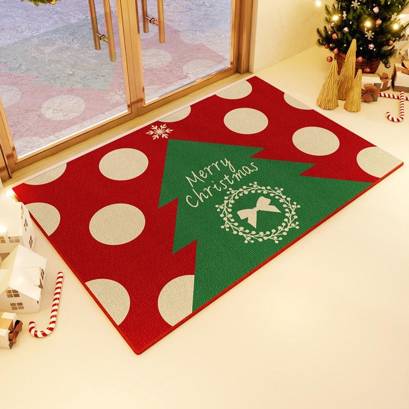 VIKAMA Christmas Durable Anti-Slip Floor Mat for Bedroom, Living Room, Entrance Door - Washable, Non-Greasy, Home Decoration
