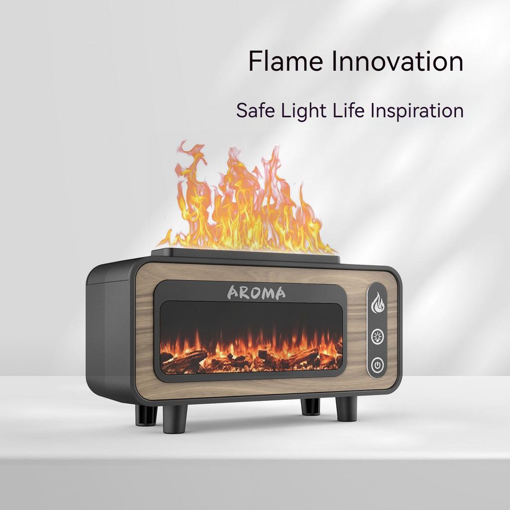 Fireplace Flame Night Lights with Air Humidifier Colourful Flame LED Light USB Essential Oil Aromatherapy Diffuser Creative Gift