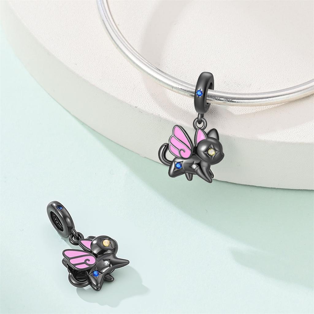 925 Silver Cute Panda Penguin Charm Snake Bracelet Necklace Black Pendant Gift for Women Girls