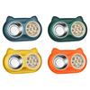 Yousheng Double Bowls Pet Feeder, Slow Feeder Bowl And Stainless Steel Bowl, Spill-Proof Anti-Slip Water And Food Bowl Set for Indoor Cats Dogs