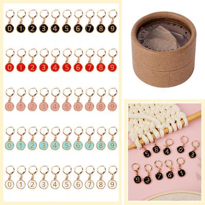10 Stück/Set Legierung Emaille Nummeriert Stricknähzubehör Markierer DIY Basteln Mit Abnehmbarem Verschluss Zum Häkeln und Stricken