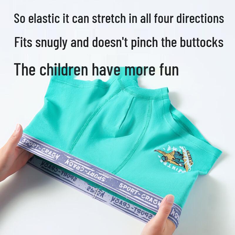 LangSha Boys' Cotton Boxer Briefs 4-Pack