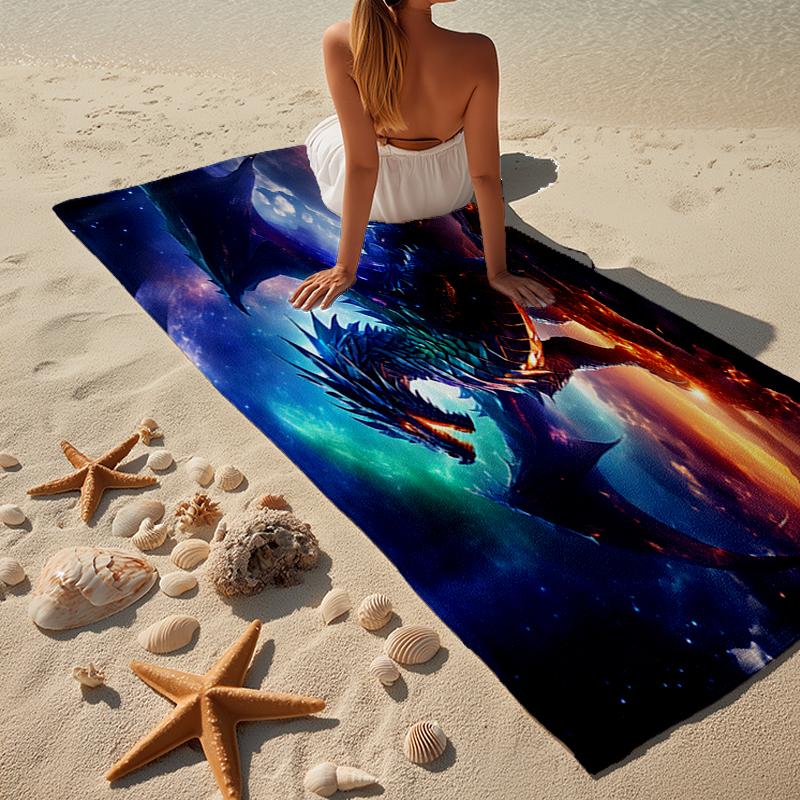 Fiery Dragon Artwork Beach Towel, Super Soft Microfiber, Gift for Her/Him, Birthday, for Pool, Beach, Travel, Home Decor Fan Gifts
