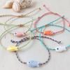 Vlen Adjustable Summer Beach Bracelet Ceramic Fish Charm Boho Style Colorful Rope Braided Handmade Jewelry Gift for Women