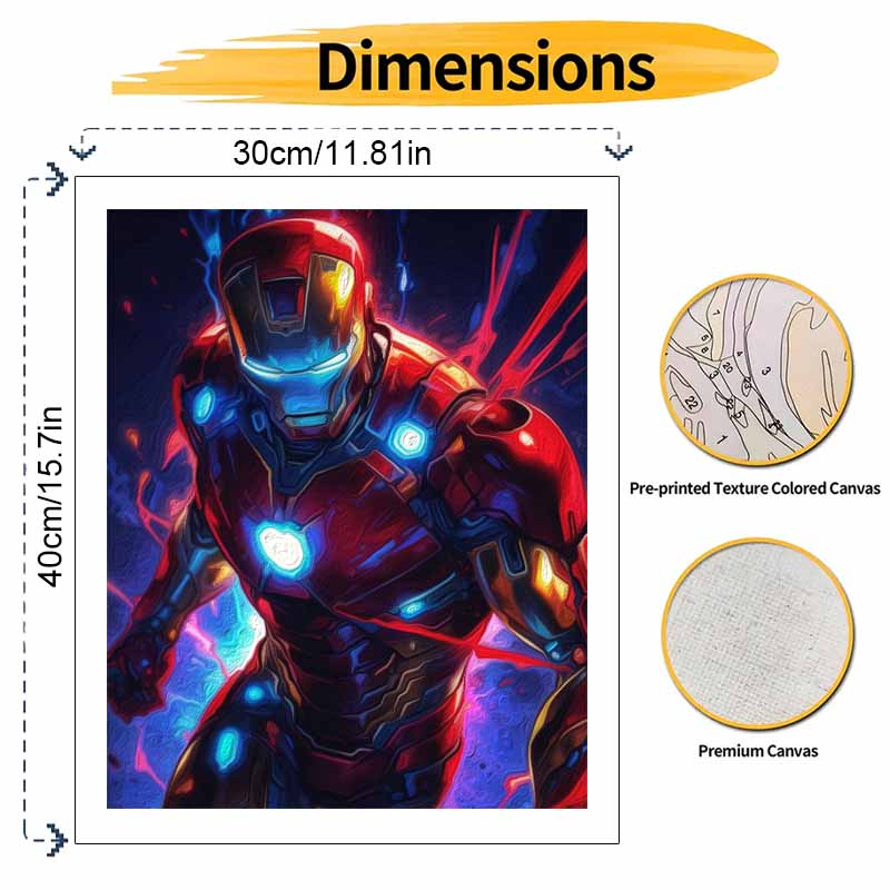 Disney Oil Painting DIY Digital Painting Iron Man Superhero Action Hero HandPainted Wall Art for Living Room and Entryway.