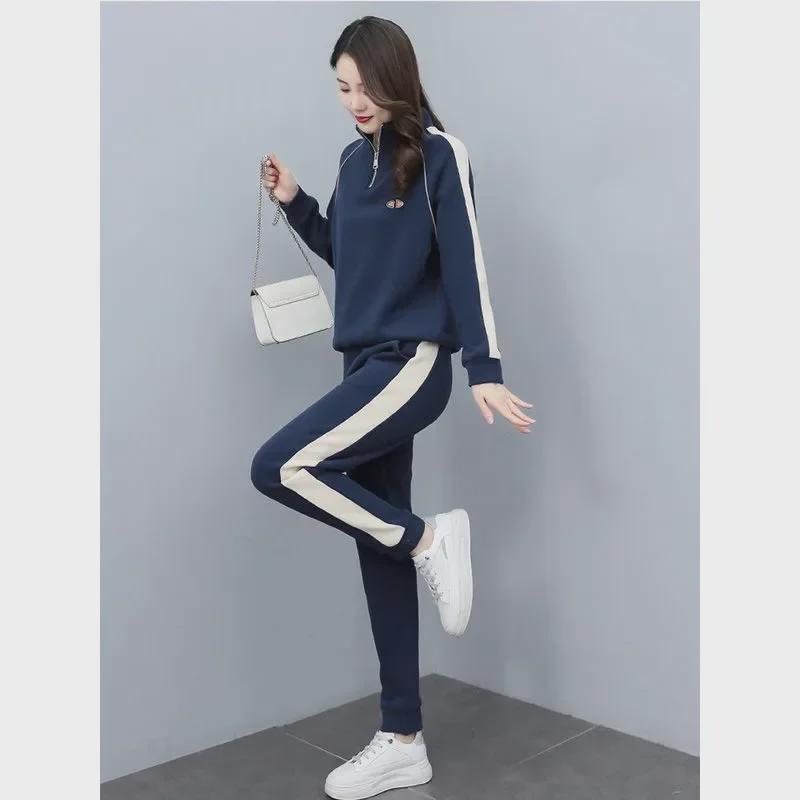 Costume sport pentru femei, europene și americane - Toamnă/Iarnă, Croială lejeră, Mărimi mari, Costume de alergare și de echipă la modă